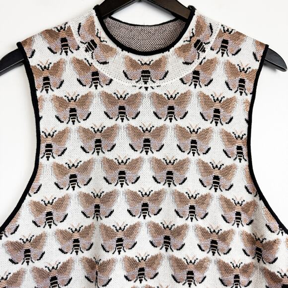 Sarah Gordon Maeve Anthropologie Mock Bumblebee Moth Tank Metallic Top - XL - Picture 2 of 8